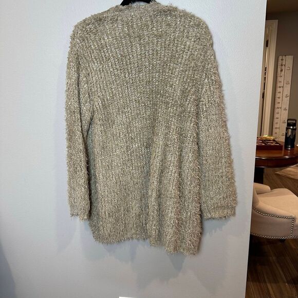 Kensie Tan Eyelash Knit Cardigan Sweater Medium - Picture 4 of 5